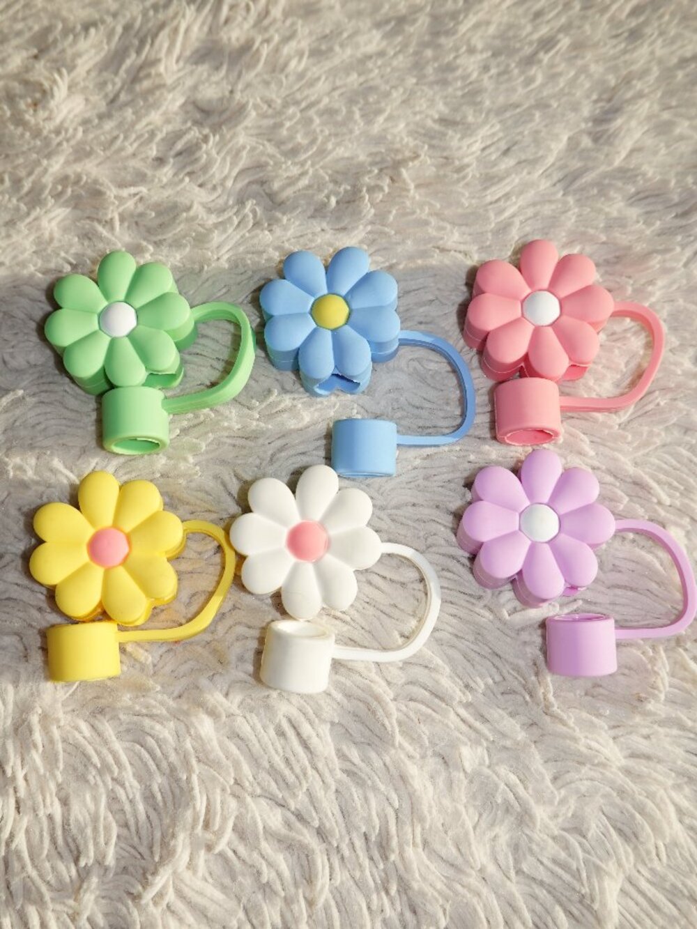 Set of 6 Flower Straw Covers for 0.4" Straws, Like New
